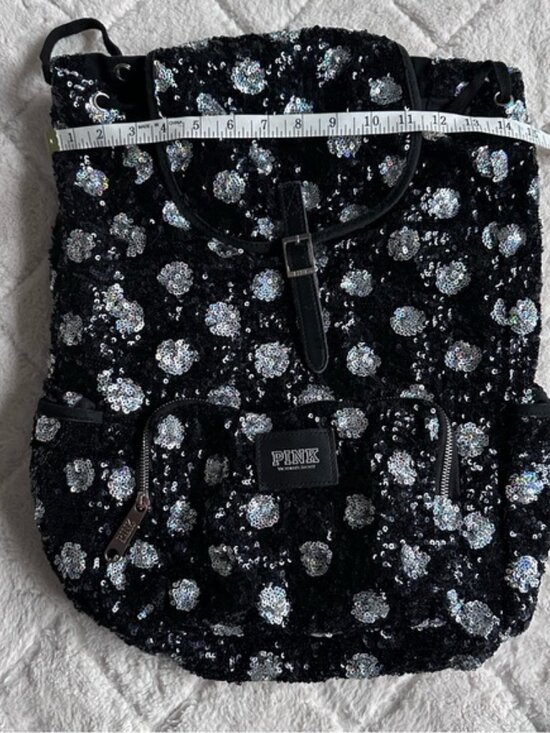 Victoria\'s Secret PINK | Black & White Sequin Polka Dot Backpack main image 11